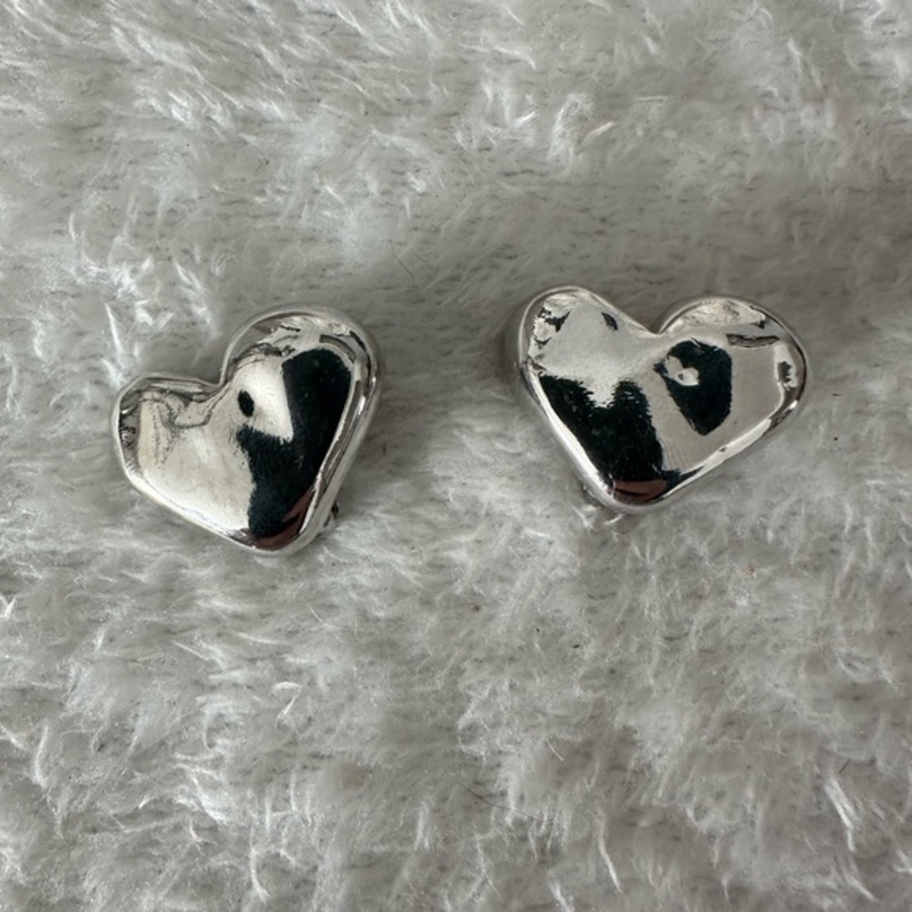 Vintage Givenchy Metallic Heart Clip-On Earrings